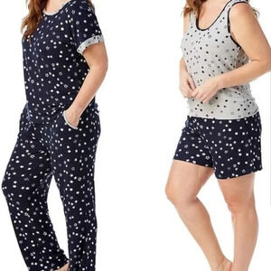 NWT Lucky Brand Women's 4 Piece Drawstring Pajama Set Blue Size XXL